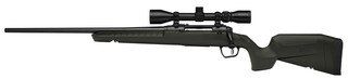 Left-handed bolt action rifle with 3-9 scope, green.